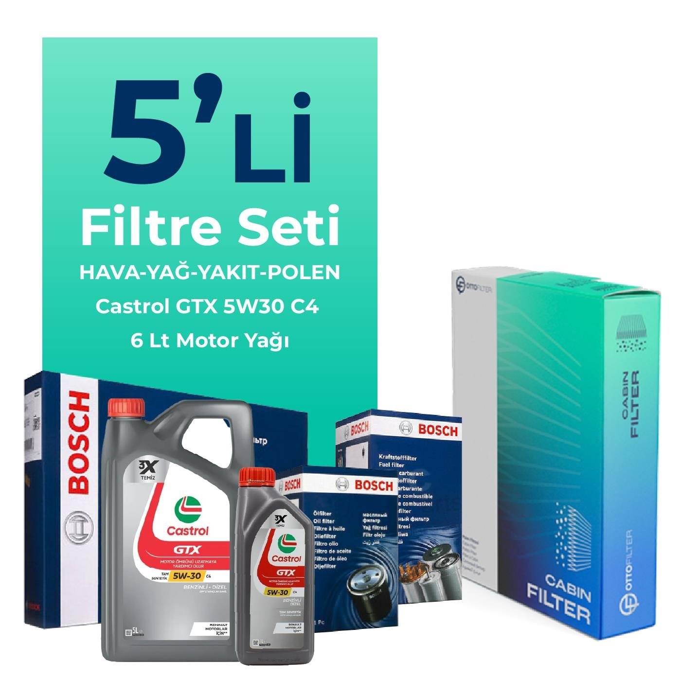 bosch-dacia-sandero-1-5-bluedci-dizel-filtre-bakim-seti-castrol-motor-yagli-2018-2021-5-li-108996 Bosch Dacia Sandero 1.5 BlueDci Dizel Filtre Bakım Seti Castrol Motor Yağlı (2018-2021) 5 Li - Görsel 1
