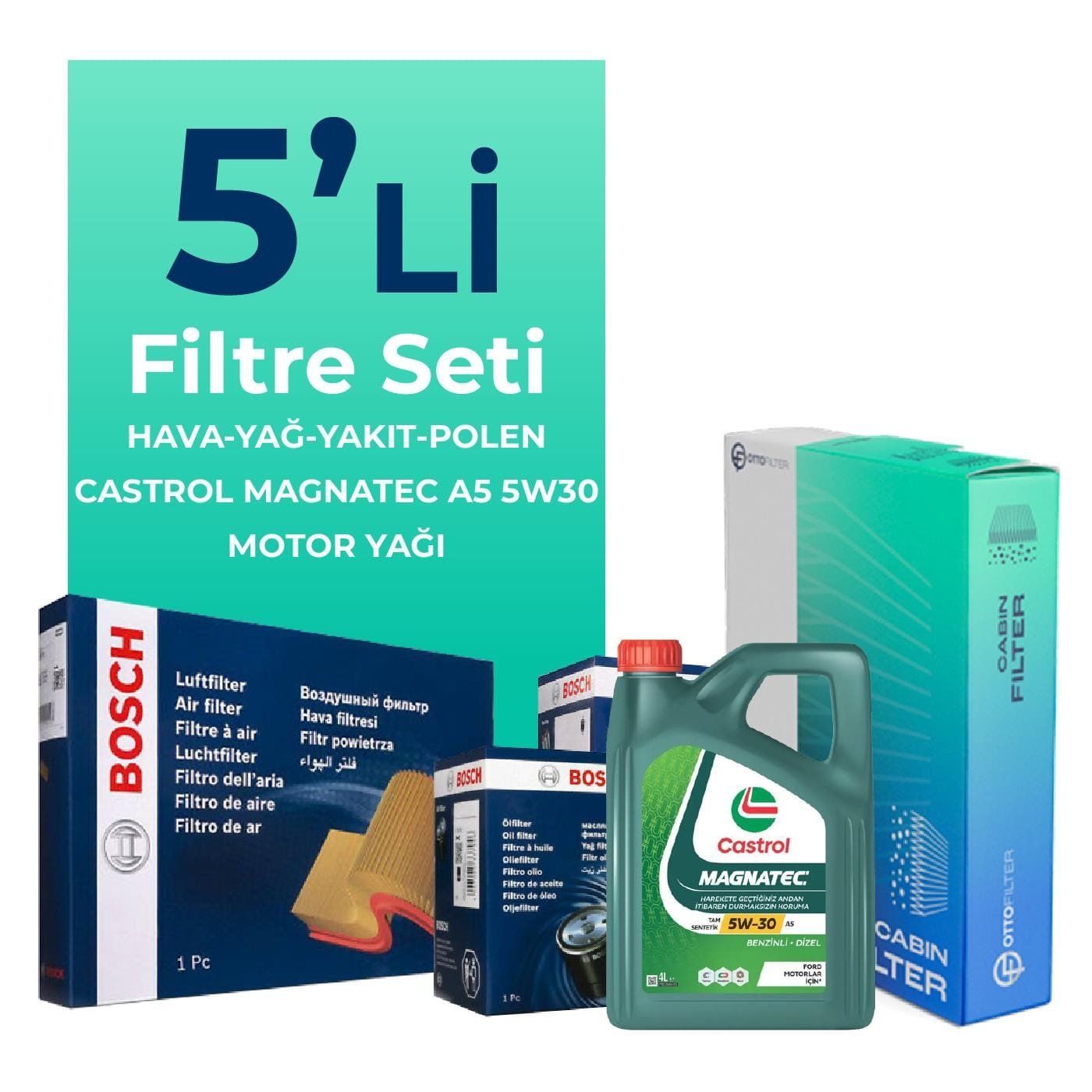 bosch-ford-b-max-1-6-dizel-filtre-bakim-seti-castrol-motor-yagli-2012-2017-5-li-59673 Bosch Ford B-MAX 1.6 Dizel Filtre Bakım Seti Castrol Motor Yağlı (2012-2017) 5 Li - Görsel 1