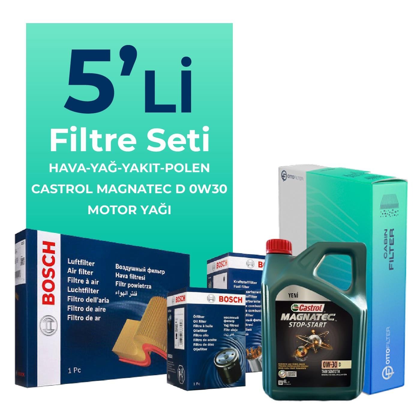 bosch-ford-mondeo-2-0-dizel-filtre-bakim-seti-castrol-motor-yagli-2015-2018-5-li-59286 BOSCH Ford Mondeo 2.0 Dizel Filtre Bakım Seti Castrol Motor Yağlı (2015-2018) 5 Li - Görsel 1