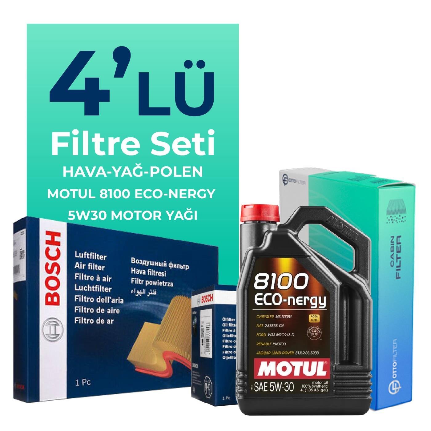 bosch-hyundai-i30-1-6-benzin-filtre-bakim-seti-motul-motor-yagli-2012-2016-4-lu-65383 BOSCH Hyundai i30 1.6 Benzin Filtre Bakım Seti Motul Motor Yağlı (2012-2016) 4 Lü - Görsel 1