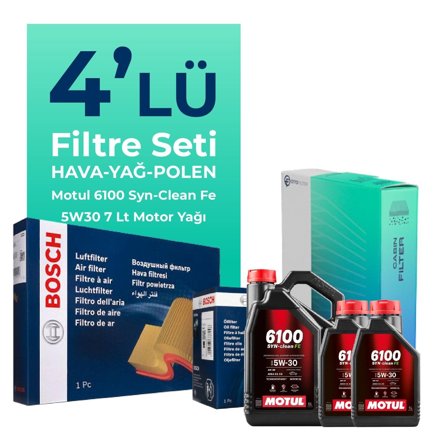 bosch-mercedes-c250-dizel-filtre-bakim-seti-motul-motor-yagli-2009-2014-4-lu-108354 BOSCH Mercedes C250 Dizel Filtre Bakım Seti Motul Motor Yağlı (2009-2014) 4 Lü - Görsel 1