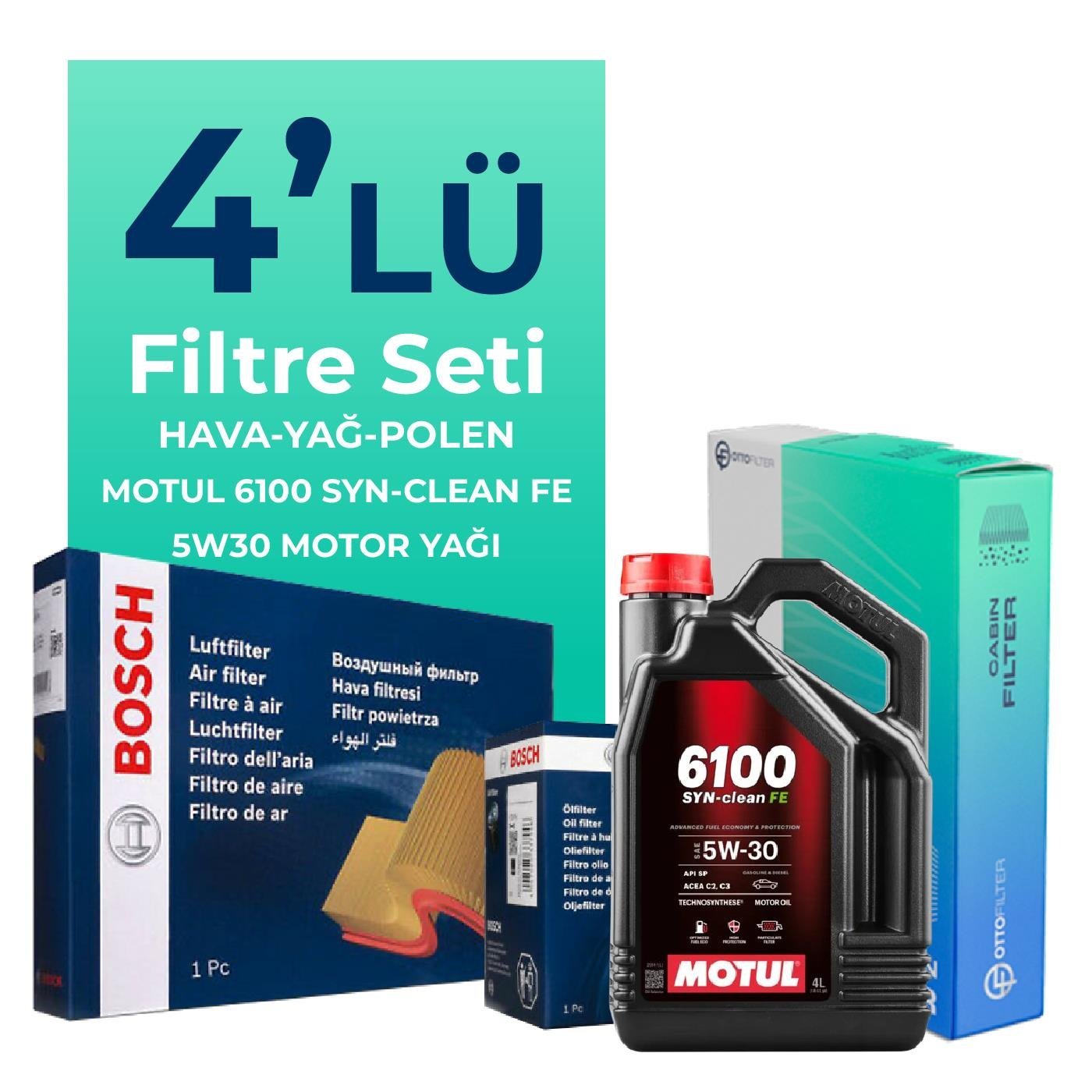 bosch-opel-corsa-1-4-filtre-bakim-seti-motul-motor-yagli-2007-2014-4-lu-67448 BOSCH Opel Corsa 1.4 Filtre Bakım Seti Motul Motor Yağlı (2007-2014) 4 Lü - Görsel 1