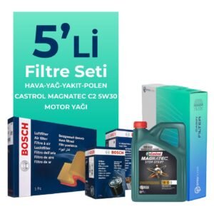 BOSCH Peugeot 208 1.6 Dizel Filtre Bakım Seti Castrol Motor Yağlı (2012-2017) 5 Li