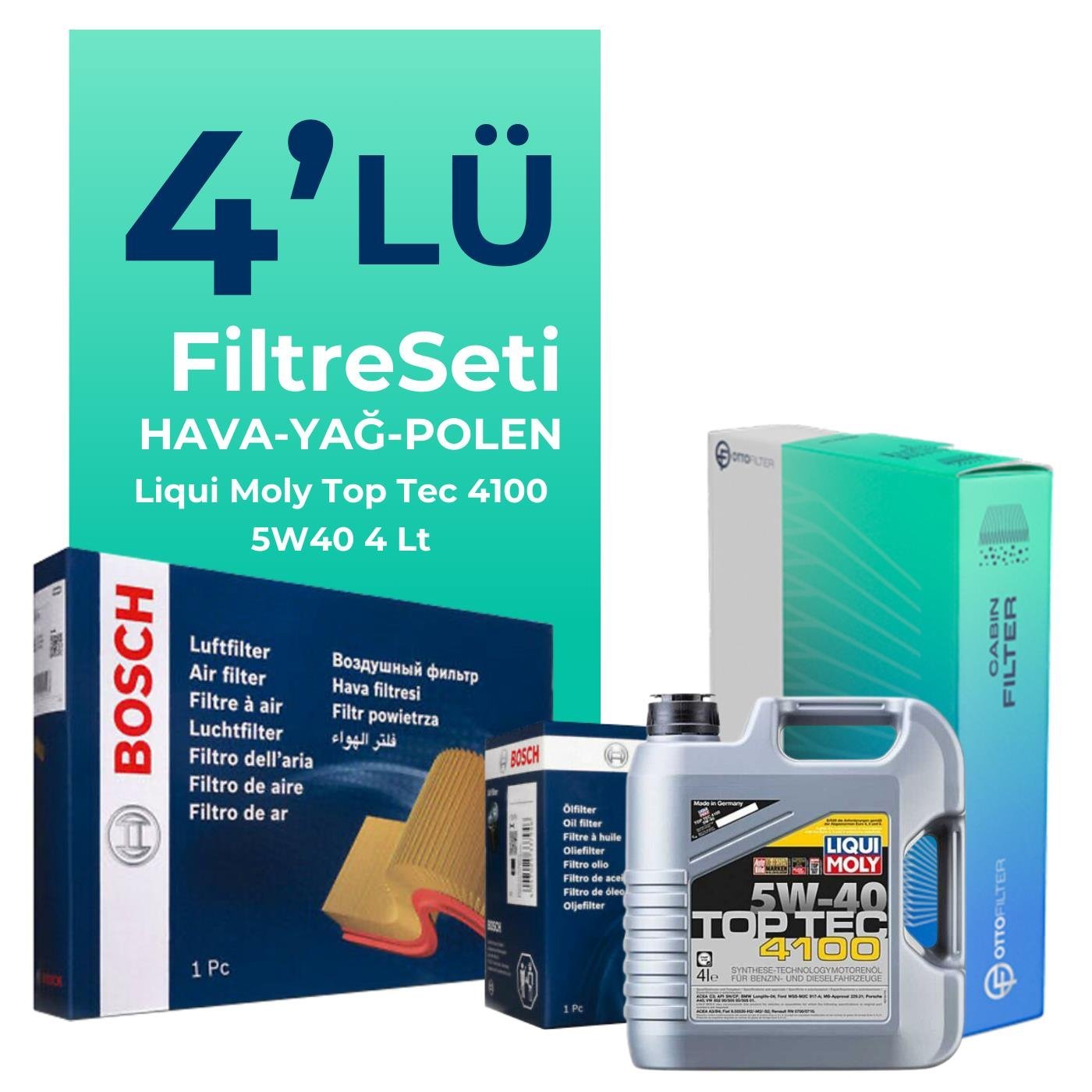 bosch-renault-clio-1-2-benzin-filtre-bakim-seti-liqui-moly-motor-yagli-2005-2012-4-lu-122116 BOSCH Renault Clio 1.2 Benzin Filtre Bakım Seti Liqui Moly Motor Yağlı (2005-2012) 4 Lü - Görsel 1
