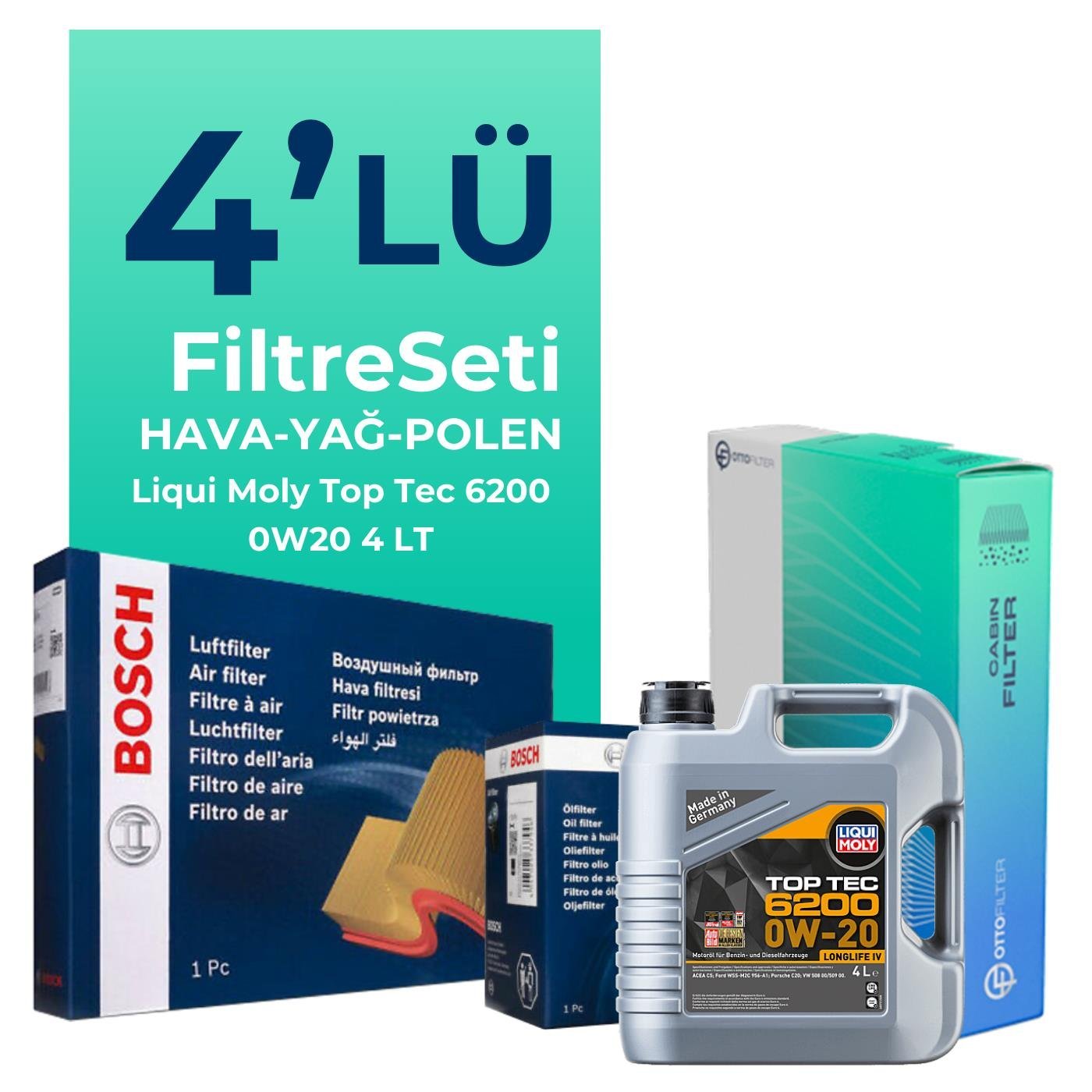 bosch-seat-ibiza-1-0-tsi-filtre-bakim-seti-liqui-moly-motor-yagli-2017-2020-4-lu-121841 BOSCH Seat İbiza 1.0 TSi Filtre Bakım Seti Liqui Moly Motor Yağlı (2017-2020) 4 Lü - Görsel 1