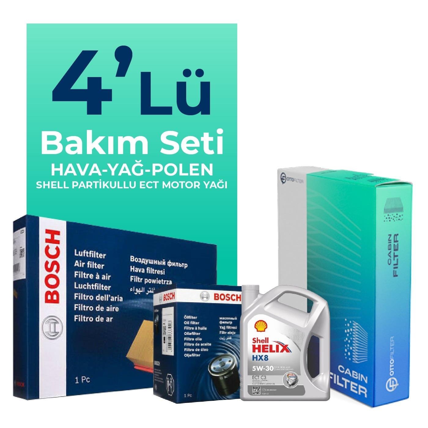 bosch-skoda-fabia-1-2-tsi-filtre-bakim-seti-shell-motor-yagli-2010-2013-4-lu-71139 Bosch Skoda Fabia 1.2 TSi Filtre Bakım Seti Shell Motor Yağlı (2010-2013) 4 Lü - Görsel 1
