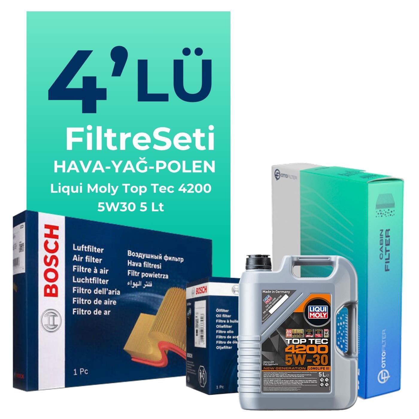 bosch-skoda-kamiq-1-6-dizel-filtre-bakim-seti-liqui-moly-motor-yagli-2020-2022-4-lu-127481 BOSCH Skoda Kamiq 1.6 Dizel Filtre Bakım Seti Liqui Moly Motor Yağlı (2020-2022) 4 Lü - Görsel 1