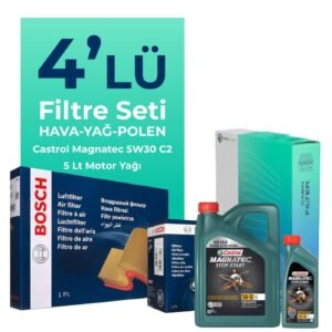 BOSCH Skoda Roomster 1.6 Benzin Filtre Bakım Seti Castrol Motor Yağlı (2007-2010) 4 Lü