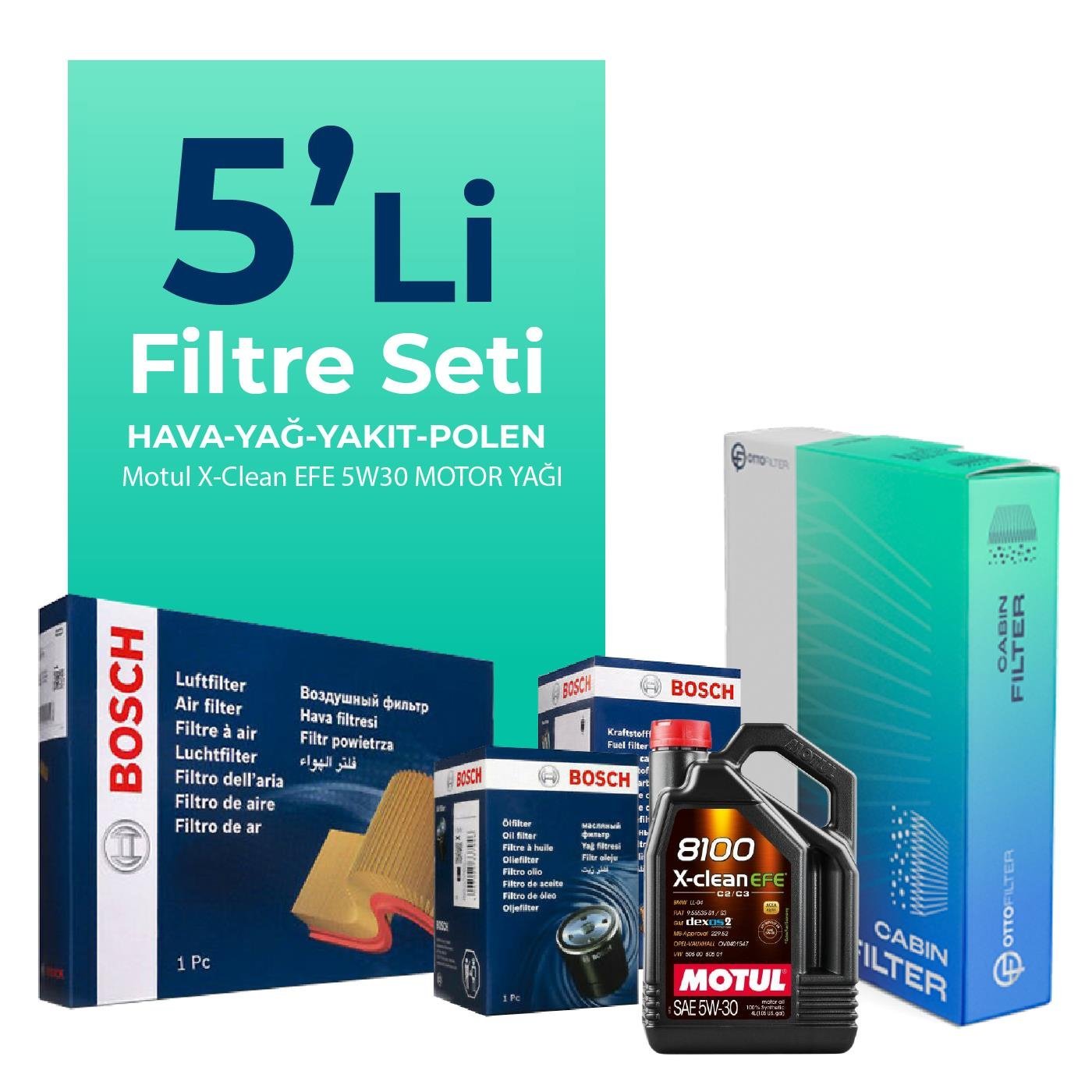 bosch-volkswagen-arteon-2-0-dizel-filtre-bakim-seti-motul-motor-yagli-2017-2020-5-li-75240 BOSCH Volkswagen Arteon 2.0 Dizel Filtre Bakım Seti Motul Motor Yağlı (2017-2020) 5 Li - Görsel 1