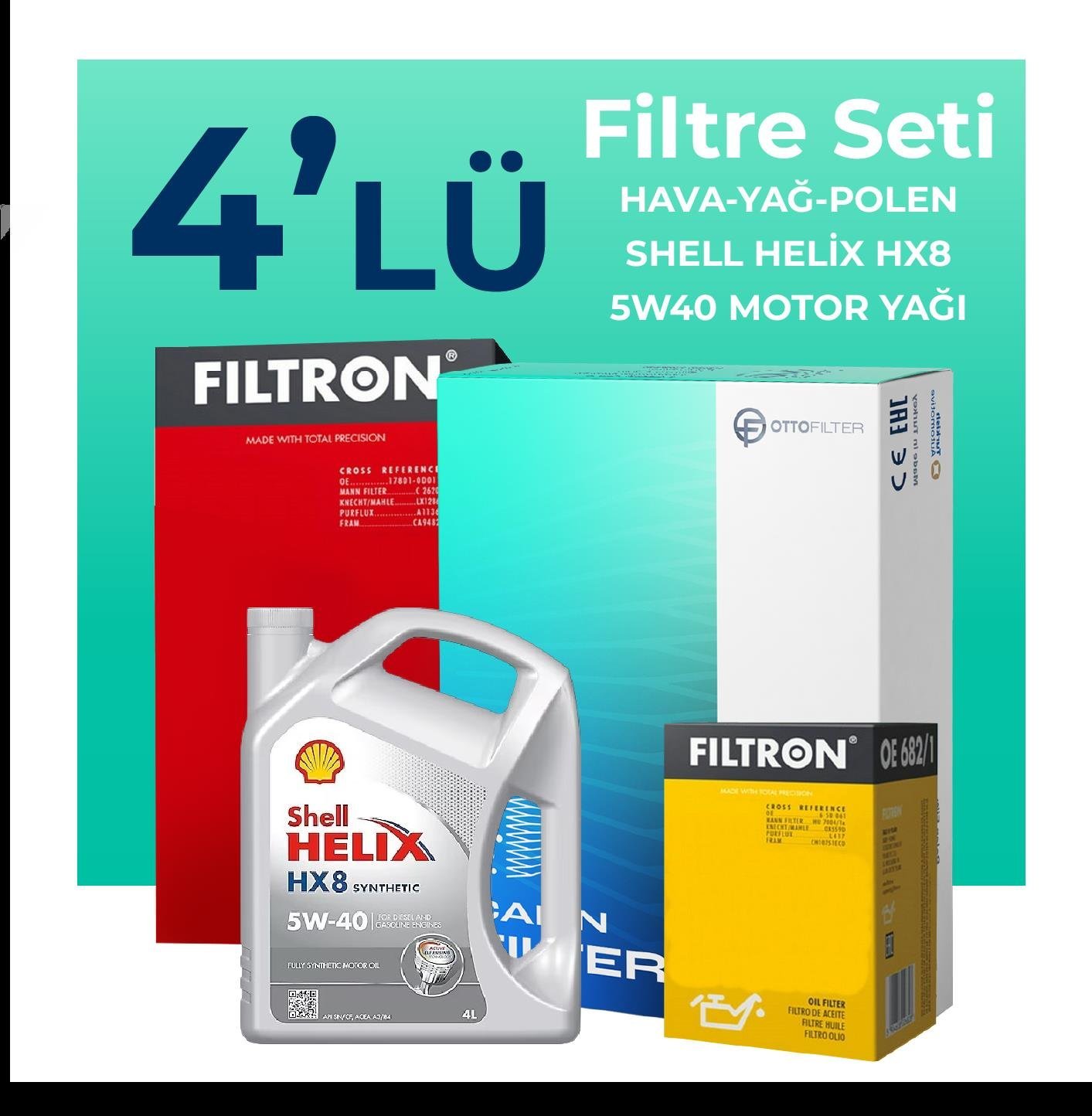 filtron-alfa-giulietta-1-4-tb-filtre-bakim-seti-shell-motor-yagli-2010-2018-4-lu-62436 Filtron Alfa Giulietta 1.4 TB Filtre Bakım Seti Shell Motor Yağlı (2010-2018) 4 Lü - Görsel 1