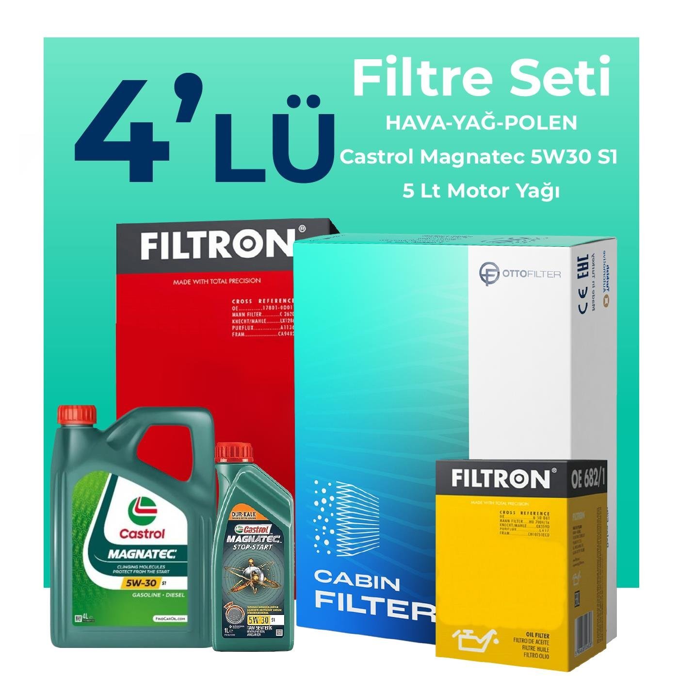 filtron-alfa-giulietta-1-6-dizel-105-hp-filtre-bakim-seti-castrol-motor-yagli-2010-2015-4-lu-109069 Filtron Alfa Giulietta 1.6 Dizel 105 HP Filtre Bakım Seti Castrol Motor Yağlı (2010-2015) 4 Lü - Görsel 1