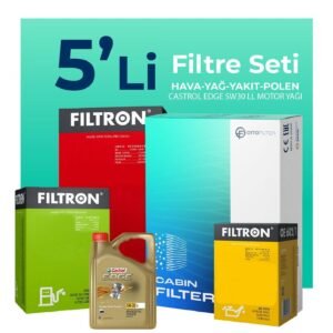 Filtron Audi A3 1.6 Dizel Filtre Bakım Seti Castrol Motor Yağlı (2012-2019) 5 Li