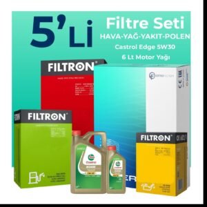 Filtron Audi A5 40 Dizel Filtre Bakım Seti Castrol Motor Yağlı (2020-2024) 5 Li