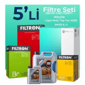 Filtron Audi A6 3.0 Dizel QUATRO 272 HP Filtre Bakım Seti Liqui Moly Motor Yağlı (2014-2018) 5 Li