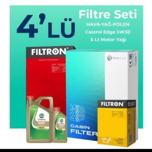 Filtron Audi A7 3.0 Dizel QUATRO 272 HP Filtre Bakım Seti Castrol Motor Yağlı (2014-2018) 4 Lü