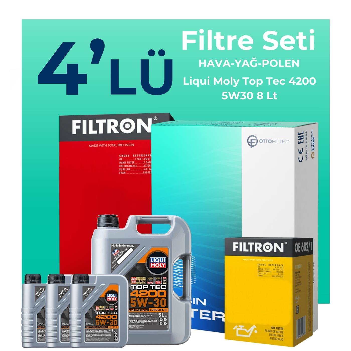 filtron-bmw-6-45-benzinli-filtre-bakim-seti-liqui-moly-motor-yagli-2003-2005-4-lu-126528 Filtron BMW 6.45 Benzinli Filtre Bakım Seti Liqui Moly Motor Yağlı (2003-2005) 4 Lü - Görsel 1