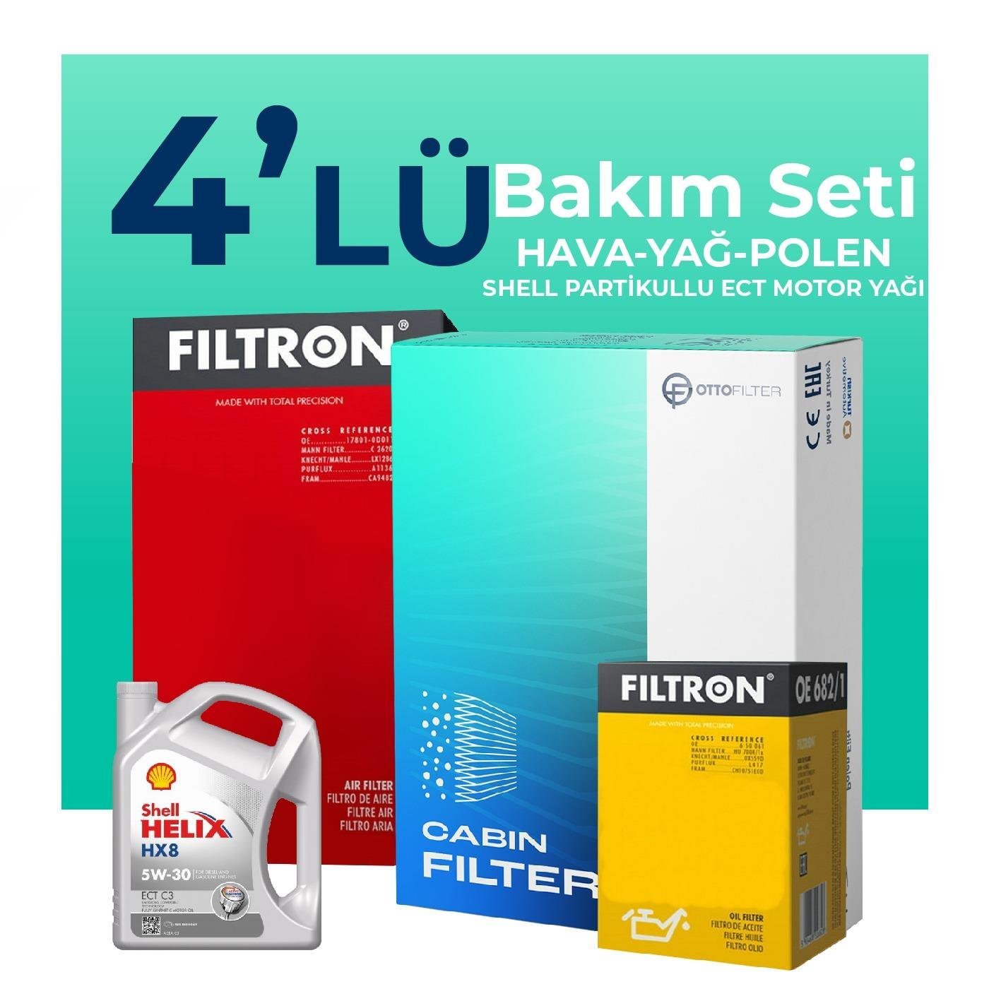 filtron-bmw-x5-3-0-dizel-filtre-bakim-seti-shell-motor-yagli-2007-2011-4-lu-71865 Filtron BMW X5 3.0 Dizel Filtre Bakım Seti Shell Motor Yağlı (2007-2011) 4 Lü - Görsel 1