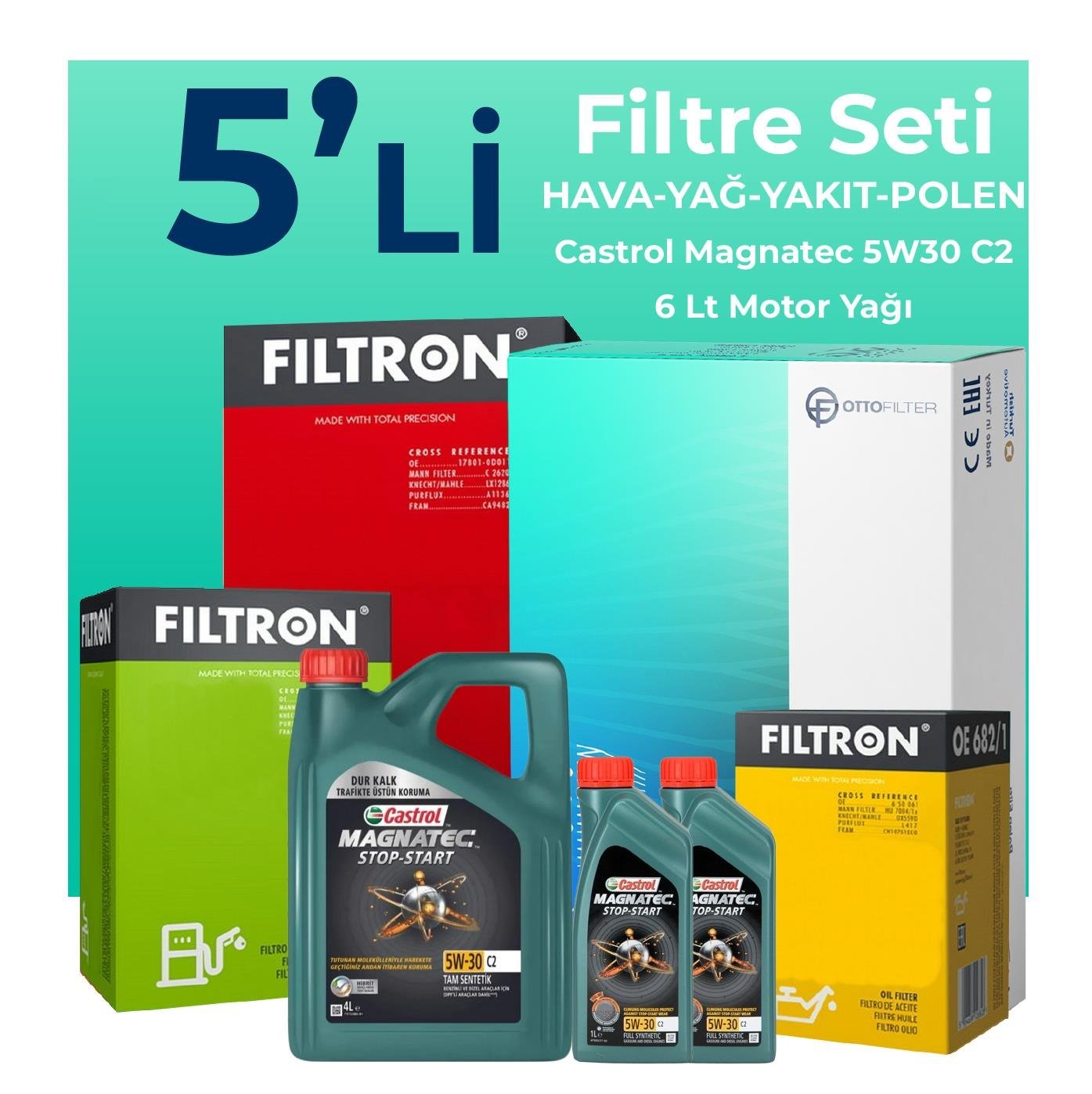 filtron-chevrolet-captiva-2-0-dizel-filtre-bakim-seti-castrol-motor-yagli-2006-2011-5-li-107875 Filtron Chevrolet Captiva 2.0 Dizel Filtre Bakım Seti Castrol Motor Yağlı (2006-2011) 5 Li - Görsel 1