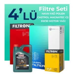 Filtron Citroen C4 Picasso 1.6 BlueHdi Dizel Filtre Bakım Seti Castrol Motor Yağlı (2014-2018) 4 Lü