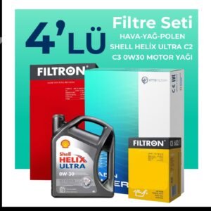 Filtron Citroen C4 X 1.2 Benzinli Filtre Bakım Seti Shell Motor Yağlı (2022-2024) 4 Lü