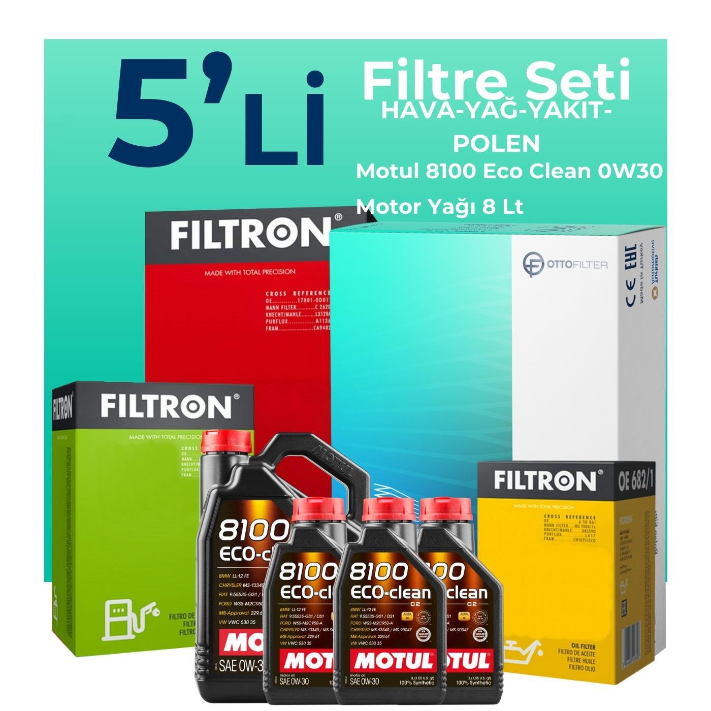 filtron-citroen-jumper-2-2-bluehdi-dizel-filtre-bakim-seti-motul-motor-yagli-2019-2024-5-li-119961 Filtron Citroen Jumper 2.2 BlueHDi Dizel Filtre Bakım Seti Motul Motor Yağlı (2019-2024) 5 Li - Görsel 1