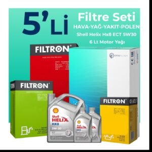 Filtron Citroen Jumper 2.2 Dizel Filtre Bakım Seti Shell Motor Yağlı (2014-2016) 5 Li