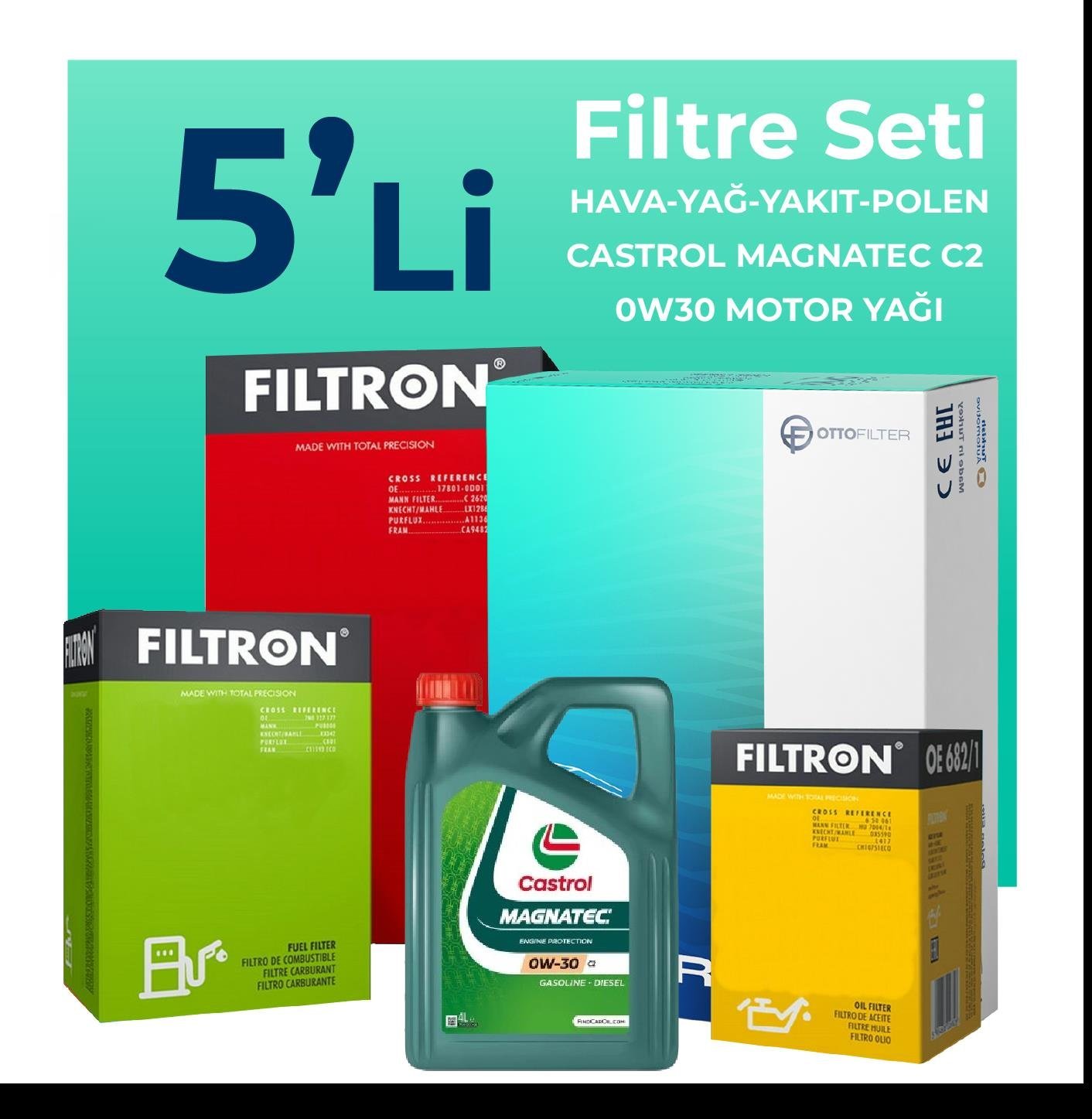 filtron-fiat-doblo-1-3-dizel-filtre-bakim-seti-euro-6-castrol-motor-yagli-2015-2022-5-li-59226 Filtron Fiat Doblo 1.3 Dizel Filtre Bakım Seti EURO 6 Castrol Motor Yağlı (2015-2022) 5 Li - Görsel 1