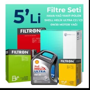 Filtron Fiat Doblo 1.3 Dizel Filtre Bakım Seti EURO 6 Shell Motor Yağlı (2015-2022) 5 Li