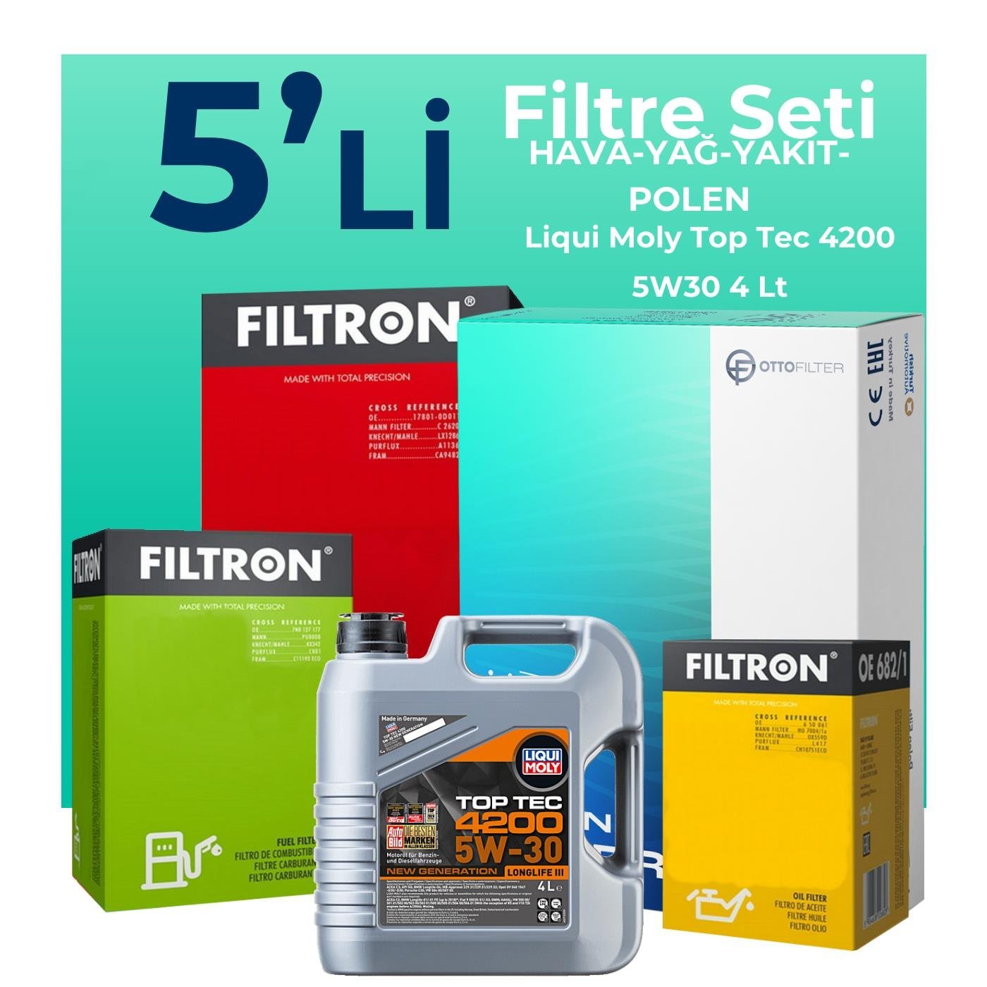 filtron-fiat-doblo-1-3-dizel-filtre-bakim-seti-liqui-moly-motor-yagli-2001-2010-5-li-126041 Filtron Fiat Doblo 1.3 Dizel Filtre Bakım Seti Liqui Moly Motor Yağlı (2001-2010) 5 Li - Görsel 1