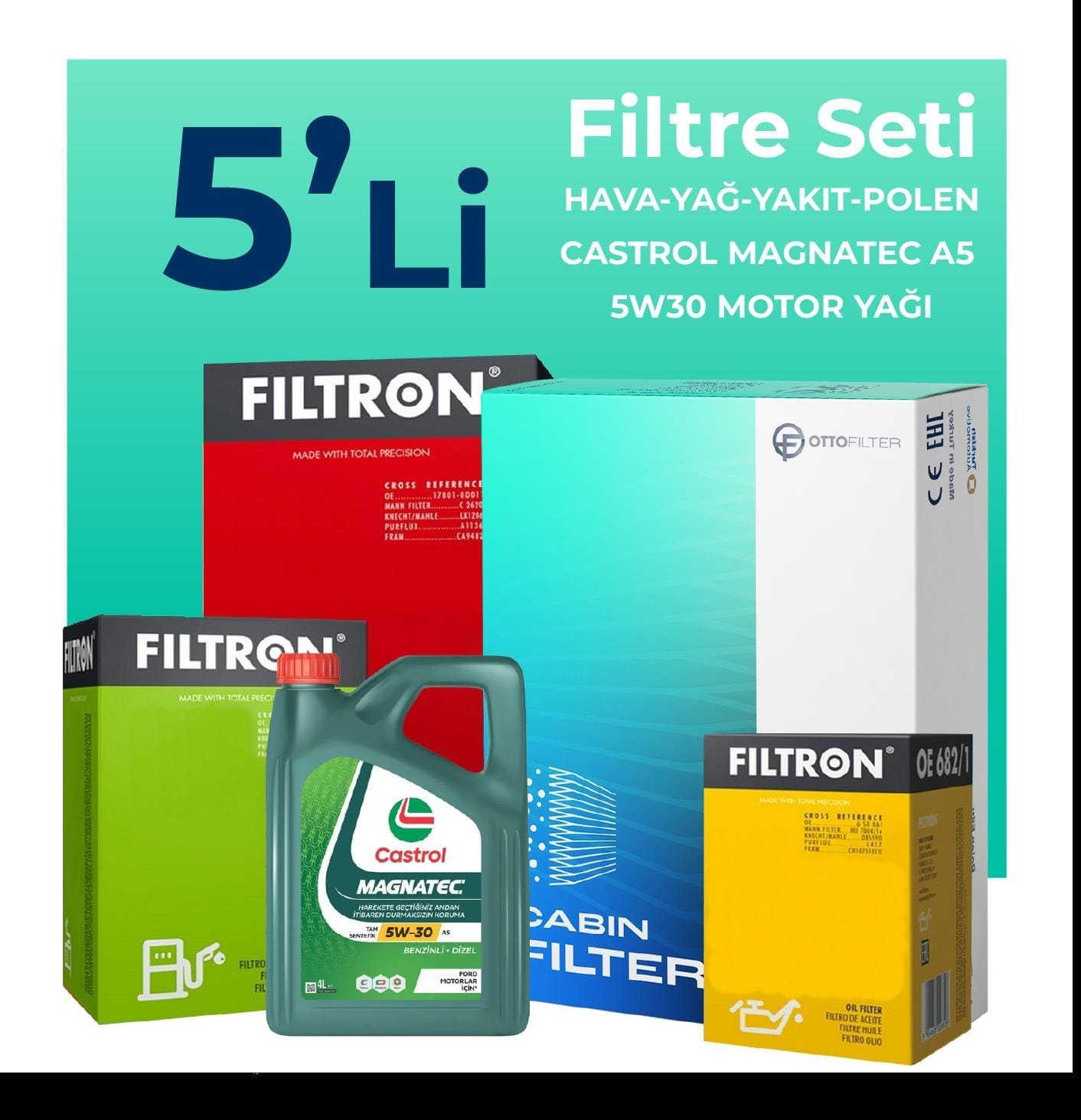 filtron-ford-courier-1-5-dizel-filtre-bakim-seti-castrol-motor-yagli-2014-2019-5-li-59698 Filtron Ford Courier 1.5 Dizel Filtre Bakım Seti Castrol Motor Yağlı (2014-2019) 5 Li - Görsel 1