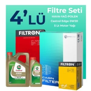 Filtron Ford Fiesta 1.0 Benzin Filtre Bakım Seti Castrol Motor Yağlı (2012-2017) 4 Lü