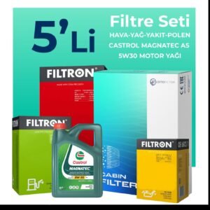 Filtron Ford Fusion 1.4 Dizel Filtre Bakım Seti Castrol Motor Yağlı (2002-2012) 5 Li