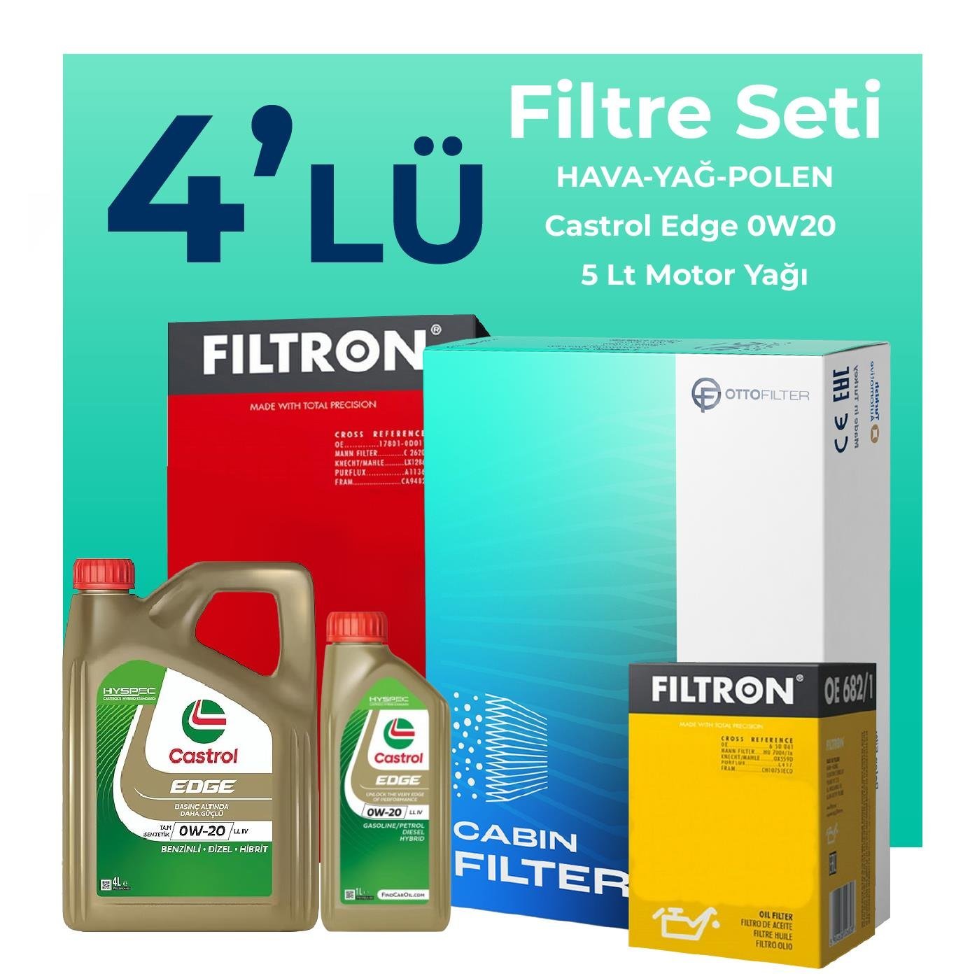filtron-ford-kuga-1-5-benzin-filtre-bakim-seti-castrol-motor-yagli-2019-2023-4-lu-109627 Filtron Ford Kuga 1.5 Benzin Filtre Bakım Seti Castrol Motor Yağlı (2019-2023) 4 Lü - Görsel 1