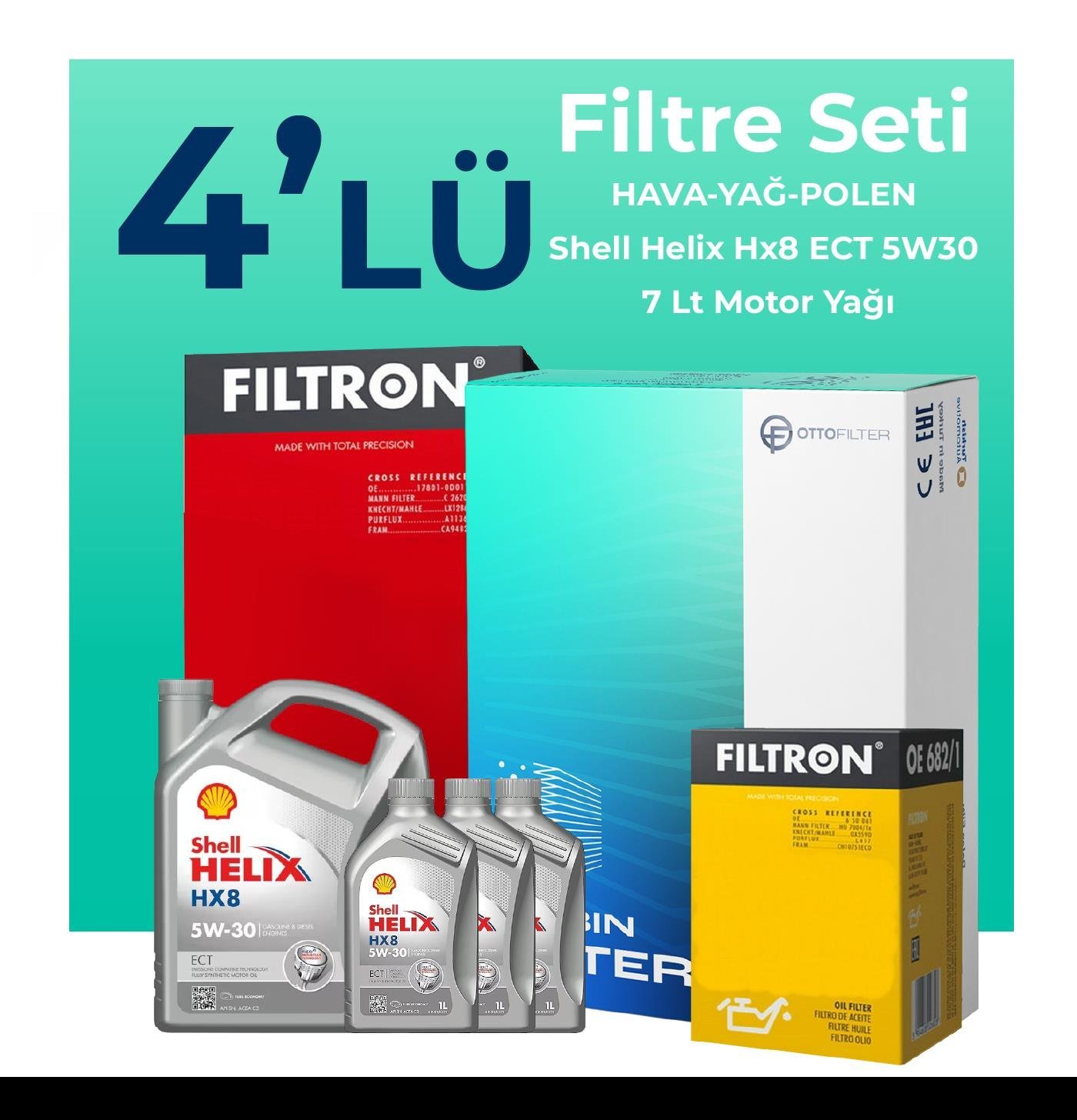 filtron-ford-ranger-3-0-dizel-filtre-bakim-seti-shell-motor-yagli-2006-2012-4-lu-105032 Filtron Ford Ranger 3.0 Dizel Filtre Bakım Seti Shell Motor Yağlı (2006-2012) 4 Lü - Görsel 1
