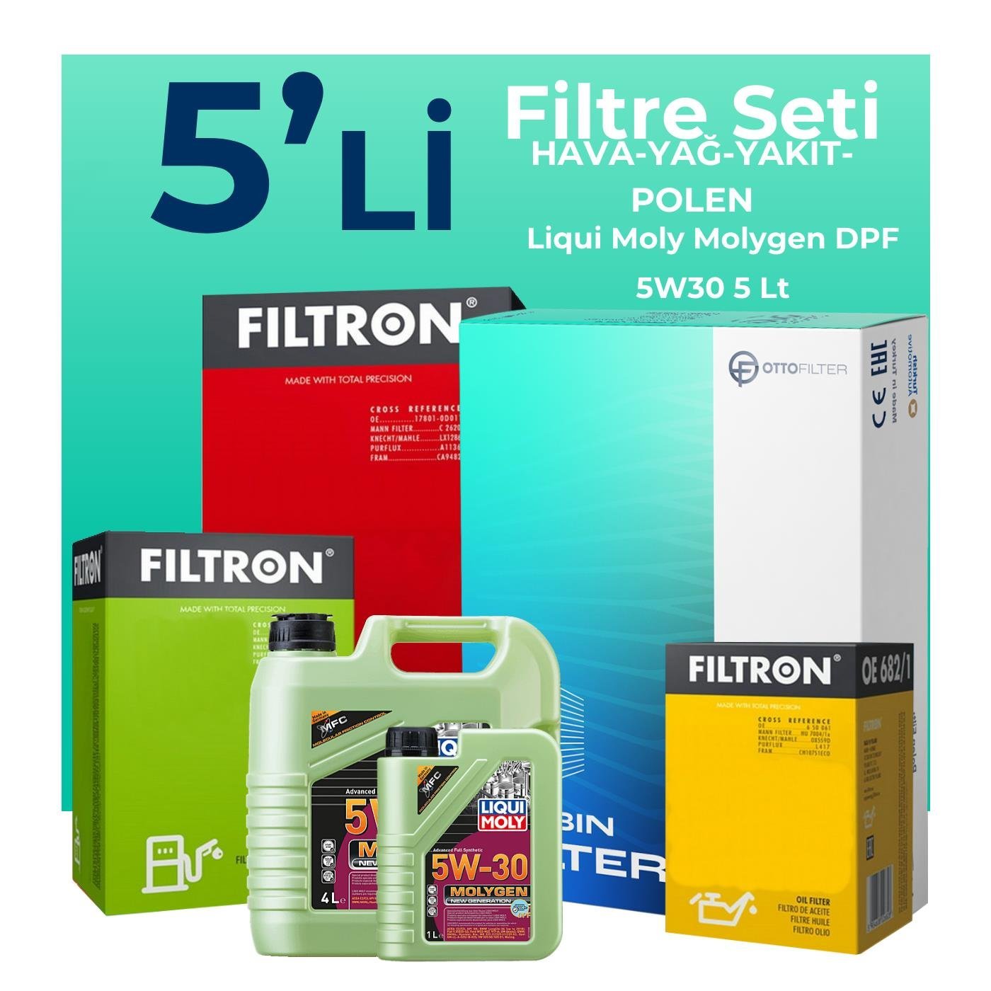filtron-hyundai-i20-1-4-dizel-filtre-bakim-seti-liqui-moly-motor-yagli-2014-2019-5-li-124339 Filtron Hyundai i20 1.4 Dizel Filtre Bakım Seti Liqui Moly Motor Yağlı (2014-2019) 5 Li - Görsel 1