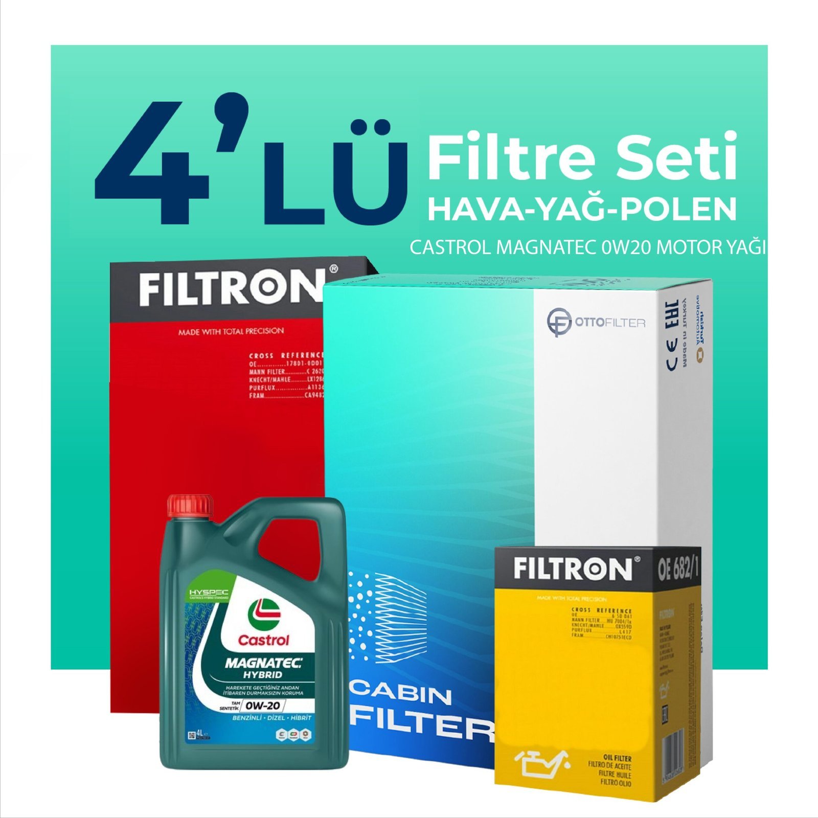 filtron-hyundai-kona-1-0-benzin-filtre-bakim-seti-castrol-motor-yagli-2017-2023-4-lu-61133-scaled-1 Filtron Hyundai Kona 1.0 Benzin Filtre Bakım Seti Castrol Motor Yağlı (2017-2023) 4 Lü - Görsel 1