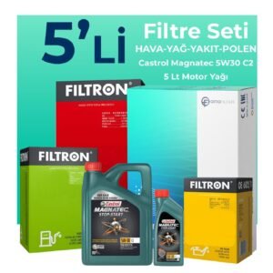 Filtron Kia Venga 1.6 Dizel Filtre Bakım Seti Castrol Motor Yağlı (2010-2014) 5 Li