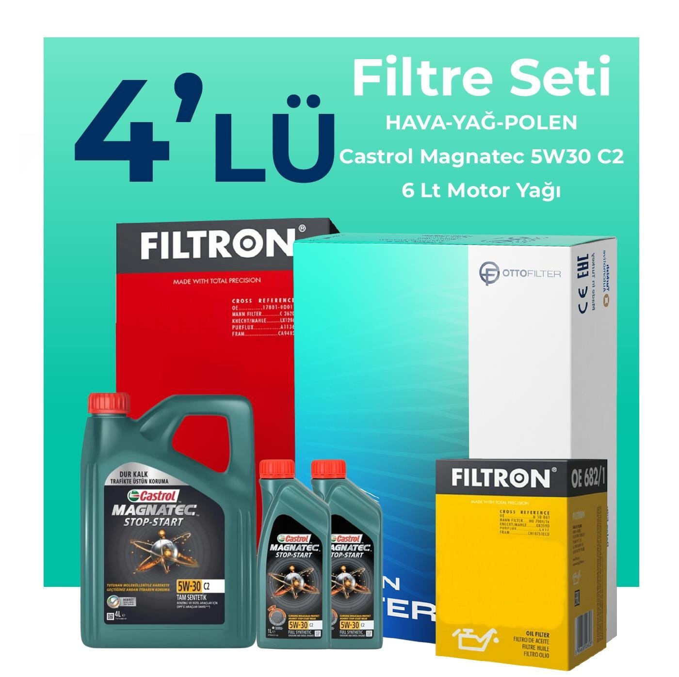 filtron-mercedes-a180-benzin-filtre-bakim-seti-castrol-motor-yagli-2012-2018-4-lu-107858 Filtron Mercedes A180 Benzin Filtre Bakım Seti Castrol Motor Yağlı (2012-2018) 4 Lü - Görsel 1