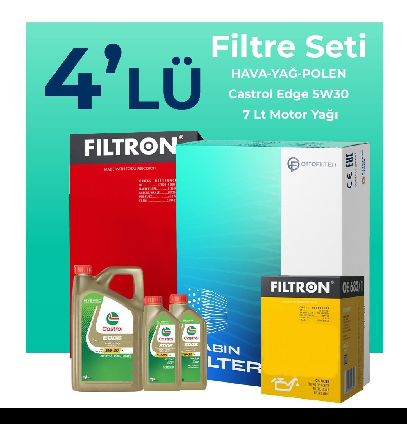 filtron-mercedes-c200-dizel-filtre-bakim-seti-castrol-motor-yagli-2018-2021-4-lu-107430 Filtron Mercedes C200 Dizel Filtre Bakım Seti Castrol Motor Yağlı (2018-2021) 4 Lü - Görsel 1