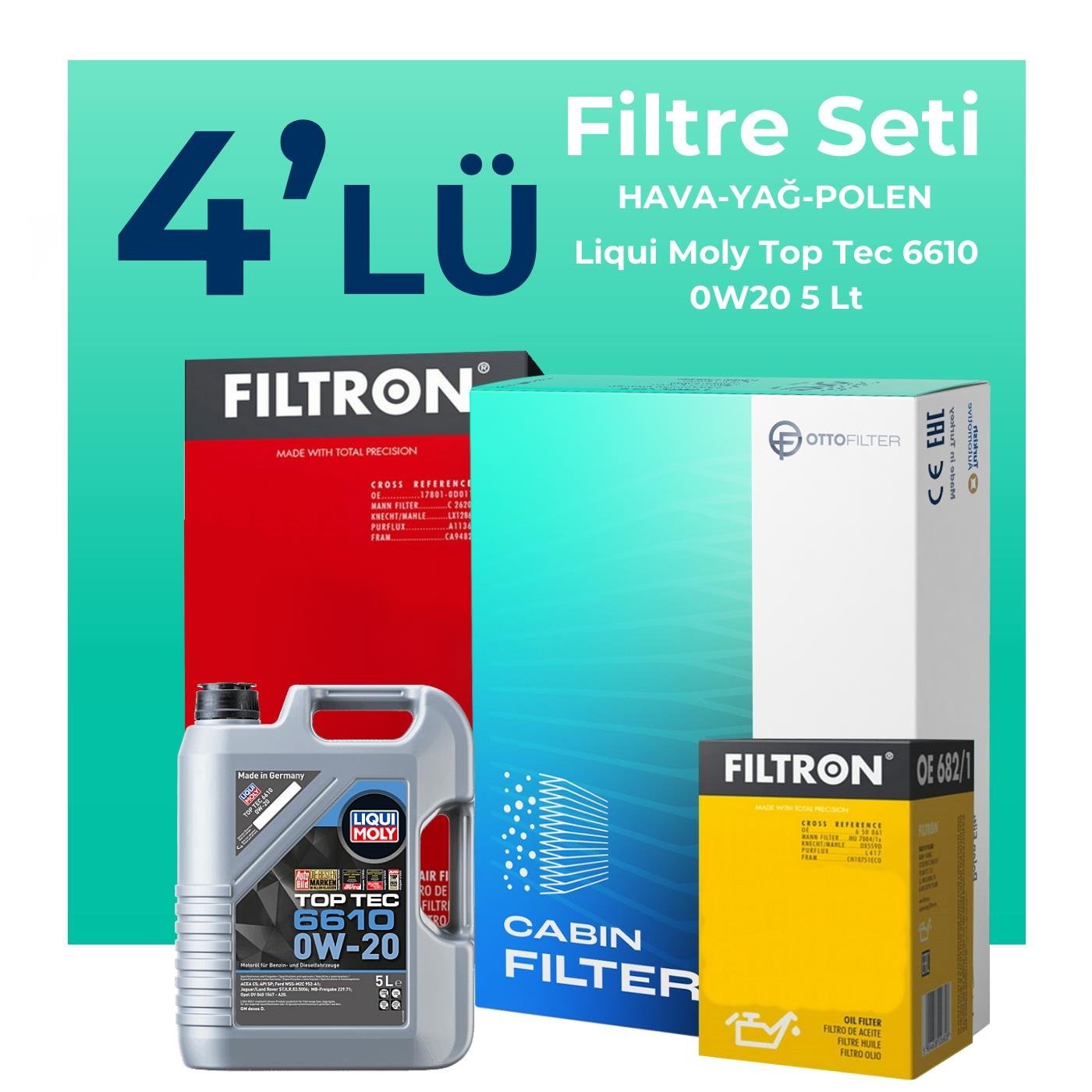 filtron-mercedes-glb200-benzin-filtre-bakim-seti-liqui-moly-motor-yagli-2020-2025-4-lu-122883 Filtron Mercedes GLB200 Benzin Filtre Bakım Seti Liqui Moly Motor Yağlı (2020-2025) 4 Lü - Görsel 1