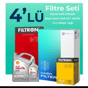 Filtron Opel Zafira 1.6 115 HP Filtre Bakım Seti Shell Motor Yağlı (2008-2010) 4 Lü