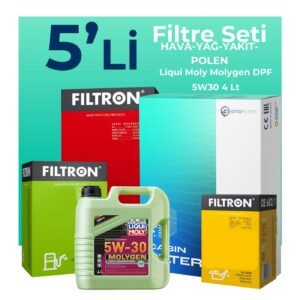Filtron Peugeot 2008 1.6 Dizel E-HDi Filtre Bakım Seti Liqui Moly Motor Yağlı (2013-2017) 5 Li