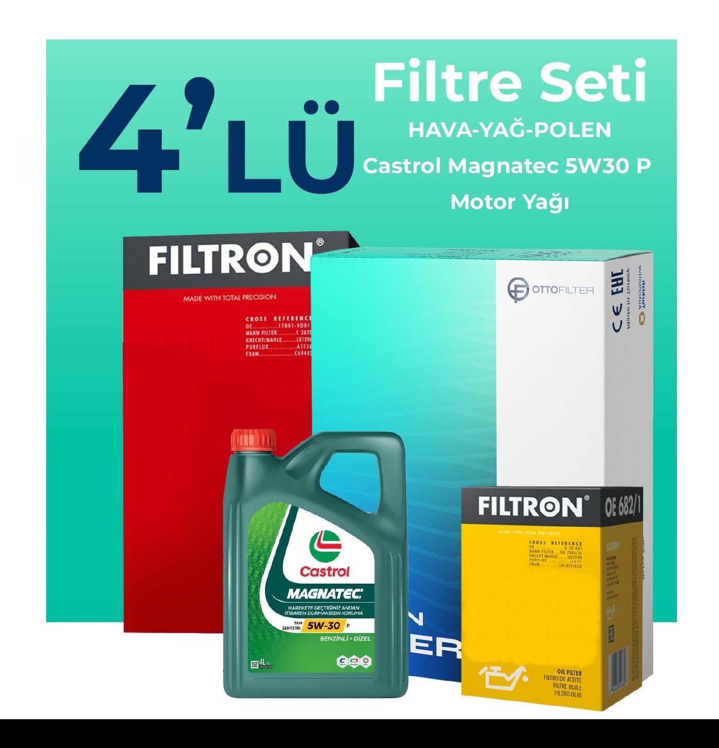 filtron-peugeot-3008-1-2-benzin-puretech-filtre-bakim-seti-castrol-motor-yagli-2016-2024-4-lu-104791 Filtron Peugeot 3008 1.2 Benzin Puretech Filtre Bakım Seti Castrol Motor Yağlı (2016-2024) 4 Lü - Görsel 1