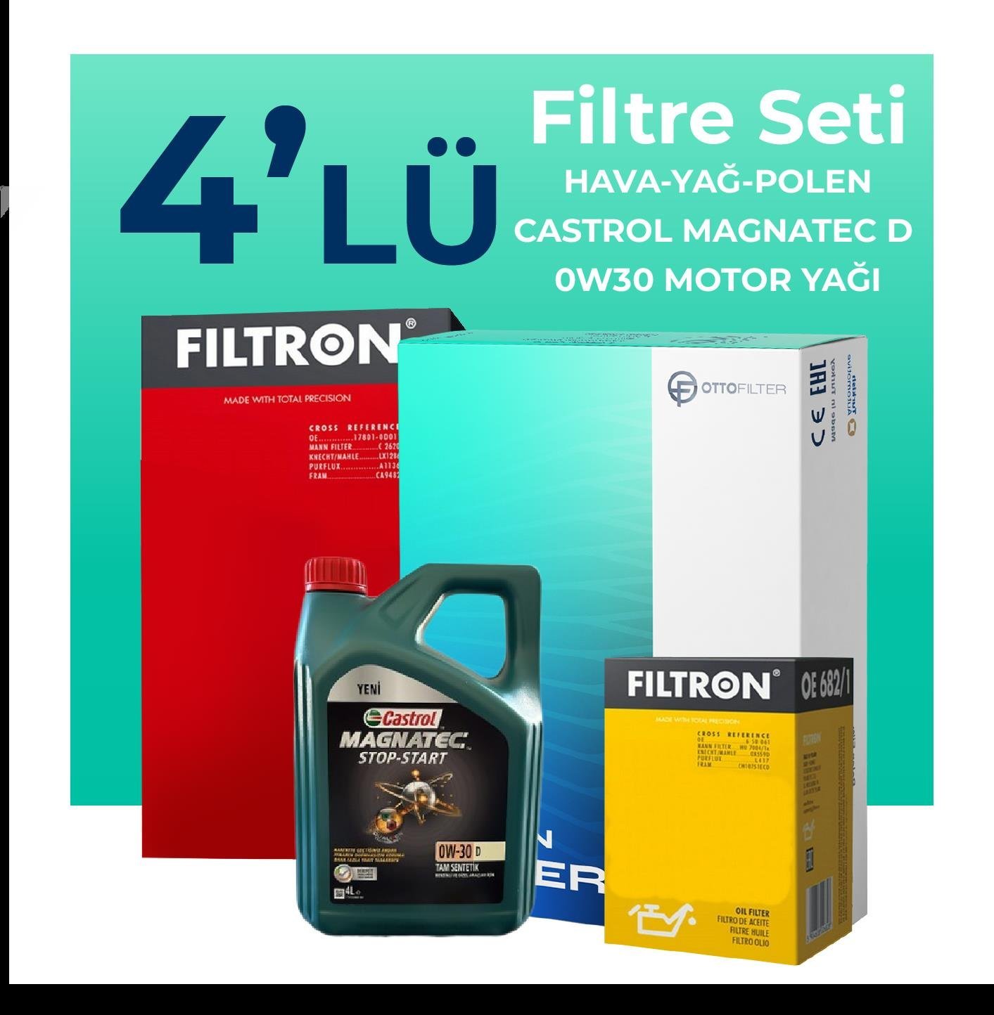 filtron-peugeot-3008-1-6-benzin-puretech-filtre-bakim-seti-castrol-motor-yagli-2019-2024-4-lu-59051 Filtron Peugeot 3008 1.6 Benzin Puretech Filtre Bakım Seti Castrol Motor Yağlı (2019-2024) 4 Lü - Görsel 1