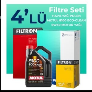 Filtron Peugeot 3008 1.6 BlueHDi Dizel Filtre Bakım Seti Motul Motor Yağlı (2014-2016) 4 Lü