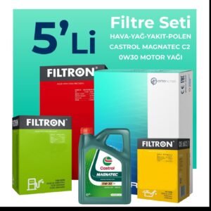 Filtron Peugeot 301 1.6 BlueHDi Dizel Filtre Bakım Seti Castrol Motor Yağlı (2014-2020) 5 Li