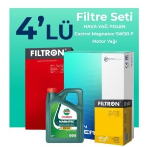 Filtron Peugeot 308 1.5 Dizel Filtre Bakım Seti Castrol Motor Yağlı (2019-2024) 4 Lü