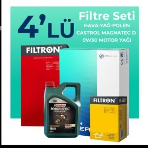 Filtron Peugeot 308 1.6 Benzin THP Filtre Bakım Seti Castrol Motor Yağlı (2008-2014) 4 Lü