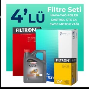 Filtron Renault Fluence 1.5 Dizel Filtre Bakım Seti Castrol Motor Yağlı (2010-2016) 4 Lü