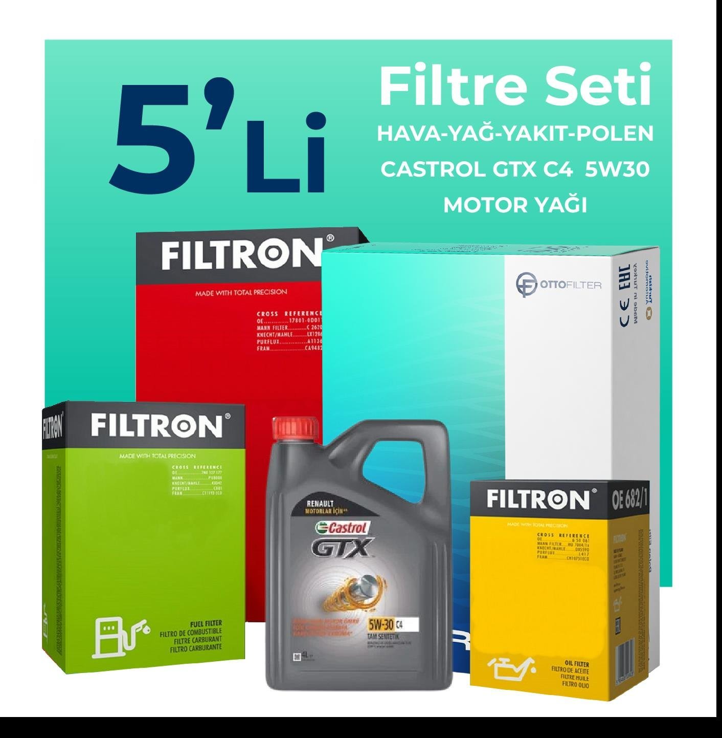 filtron-renault-grand-scenic-1-5-dizel-filtre-bakim-seti-castrol-motor-yagli-2009-2016-5-li-58721 Filtron Renault Grand Scenic 1.5 Dizel Filtre Bakım Seti Castrol Motor Yağlı (2009-2016) 5 Li - Görsel 1